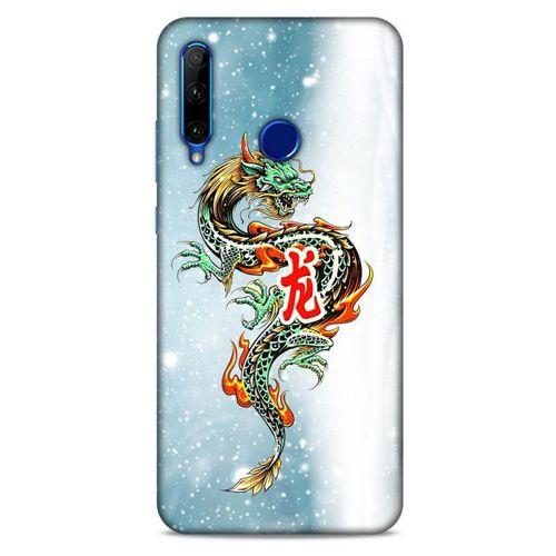 Huawei Honor 20 Lite Kılıf Dragons (29) Arka Koruma Kılıfı Tatoo Mavi Ejderha