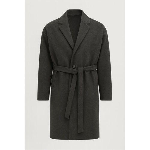 Carlo Oversize Kaşe Kumaş Fileto Cepli Kışlık Erkek Kaban - Füme
