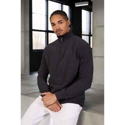 Lars Selanik Örme Kumaş Yarım Fermuar Erkek Sweatshirt - Antrasit