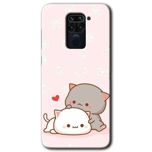 Xiaomi Redmi Note 9 Kılıf Baskılı Arka Kapak - Kedi Aşkı +Tam Ekran Koruyucu