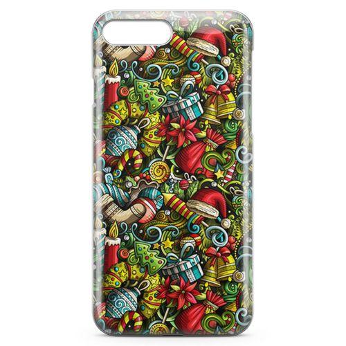 Apple iPhone 8 Plus Kılıf Yılbaşı Süsleri Doodle Arka Kapak Koruma Desenli Full Koruyucu