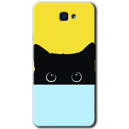 MRCİLETİSİM MRCİLETİSİM Samsung Galaxy J7 Prime 2 Kılıf HD Desen Baskılı Arka Kapak + Temperli Cam - Kara-Kedi