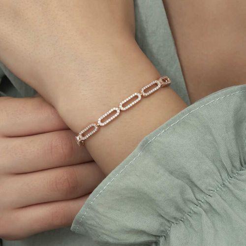 Lucky Life 925 Ayar Gumuss  Rose Oval Taşlı Bayan Bileklik
