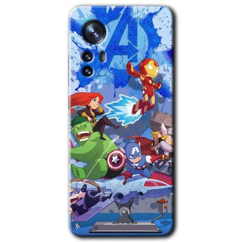 MRCİLETİSİM Xiaomi Mi 12 Pro Kılıf HD Desen Baskılı Arka Kapak + Temperli Cam - Avengers Cartoon