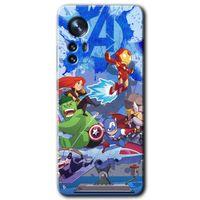 MRCİLETİSİM Xiaomi Mi 12 Pro Kılıf HD Desen Baskılı Arka Kapak + Temperli Cam - Avengers Cartoon