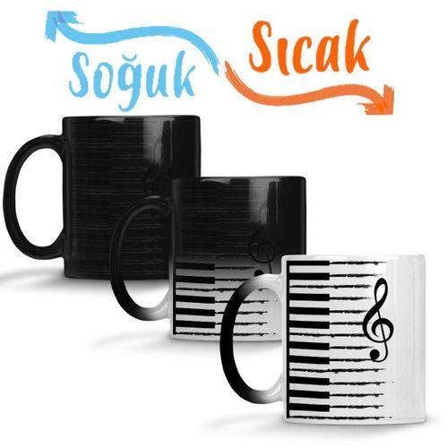 Piyano Müzik Notaları Sihirli Kupa Bardak Porselen