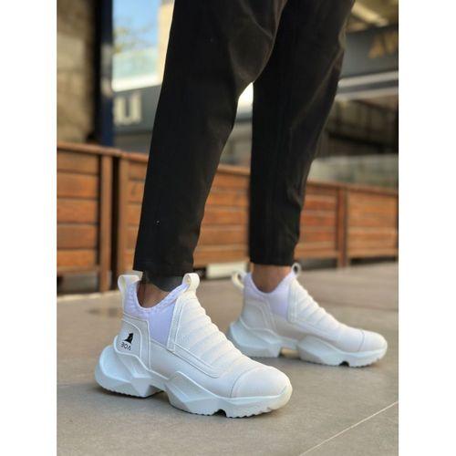 BA0401 Bağcıksız Rahat Kalın Taban Beyaz Erkek Spor Yarım Bilek Bot