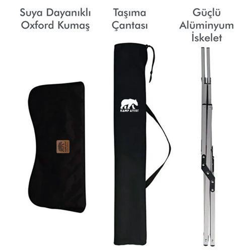 Kamp Ayısı® Alüminyum Katlanabilir Kamp Sandalyesi – Askılı Omuz Çantalı, Oxford Kumaş, Siyah