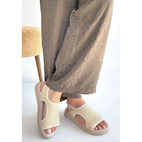 Wayi Bej Hasır Cilt Sandalet