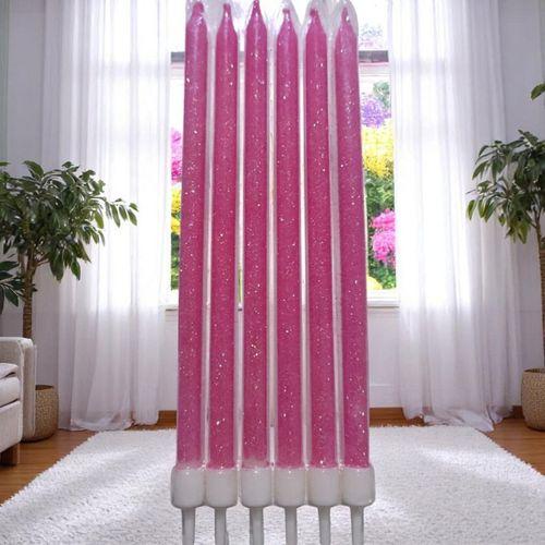 6 ADET YÜKSEK KALİTE PARLAK SİMLİ PEMBE MUM 17 CM SİMLİ PEMBE PASTA MUMU SİMLİ PEMBE DOĞUM GÜNÜ MUMU