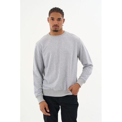 Süperlife Erkek Gri Bisiklet Yaka Ribanalı Regular Fit Sweatshirt spr26swk930