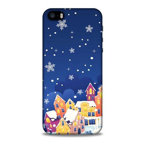 Apple Iphone 5S Kılıf Snowix (27) Tasarımlı Kılıf Turuncu Lacivert