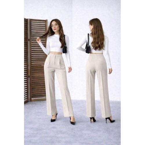 Kadın Yüksek Bel Double Kumaş Palazzo Pantolon