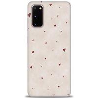 Samsung Galaxy S20 Kılıf HD Baskılı Kılıf - Kahve Kalpler + Tam Ekran Koruyucu