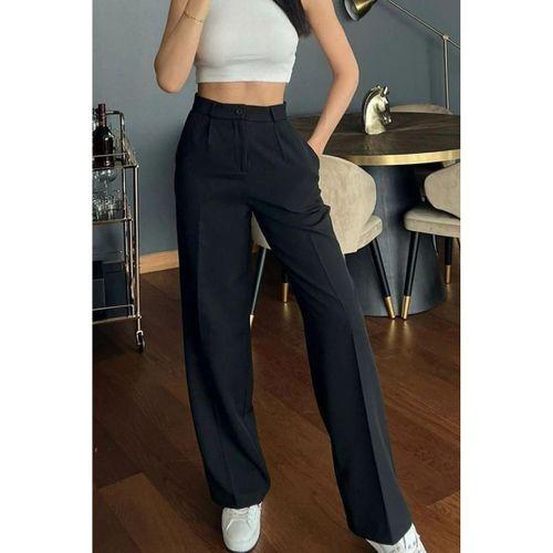 Kadın Yüksek Bel Cepli Ithal Krep Pantolon