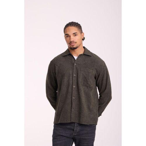 Frankel Kaşe Kumaş Tek Cepli Relaxed Fit Erkek Gömlek - Haki