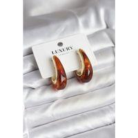 Pirinç Gold Renk Kahverengi Vintage Kadın Küpe