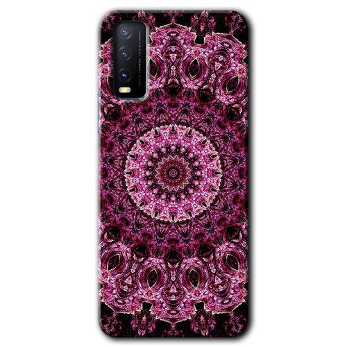 Vivo Y20 Kılıf HD Desen Baskılı Arka Kapak - Mandala Patterns Kaleidoscope + Kırılmaz Cam