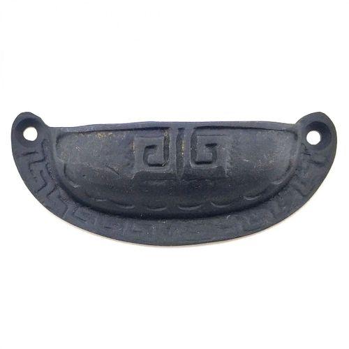 Antika Tarz Dekoratif Pirinç Çizgili Tas Mobilya Kulbu - 37x90 Mm, Oksit