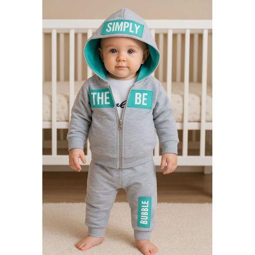 Simply Desenli Kapişonlu 3'lü Erkek Bebek Takımı