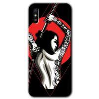 MRCİLETİSİM Xiaomi Redmi 9A Kılıf Baskılı Kapak - Samurai Girl + 5D Tam Kaplayan Cam