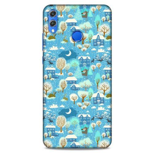 Huawei Honor 8x Kılıf Snowix (33) Hybrid Kılıf Mavi Beyaz