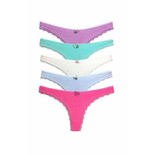 5 Adet Pamuklu Kadın Klasik Dantelli String Tanga