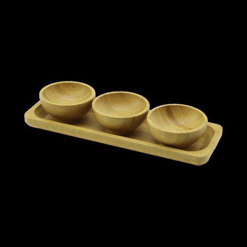 Bambu Lokumluk ve Çerezlik Seti 3'lü Sunum Tepsili (6 cm)