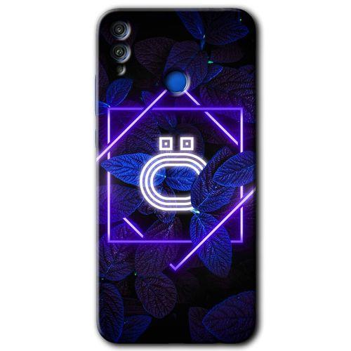 Honor 8x Kılıf HD Desen Baskılı Arka Kapak - Dark Neon Yaprak Ö Harfi