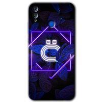 Honor 8x Kılıf HD Desen Baskılı Arka Kapak - Dark Neon Yaprak Ö Harfi