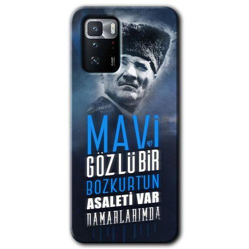 Poco x3 GT Kılıf HD Desen Baskılı Arka Kapak + Temperli Cam - Bozkurt Atatürk
