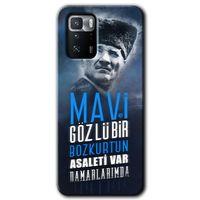 Poco x3 GT Kılıf HD Desen Baskılı Arka Kapak + Temperli Cam - Bozkurt Atatürk