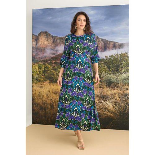 %100 Viskon Çiçek Desenli Saten Elbise