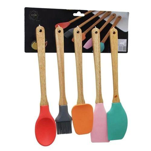 Bambu Saplı Silikon Kaşık Seti 5'li