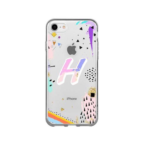 Color Art Desenli H Harfli Şeffaf Kılıf