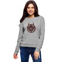 Arch Metal Rock Logo Arma Baskılı Gri Kadın Sweatshirt