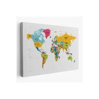 Dünya Haritası Dekoratif Kanvas Tablo Ülke ve Başkentli 1543
