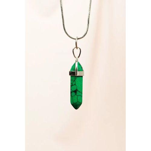 Krizopraz Doğal Taşı Zincirli El Yapımı Tasarımlı Kolye Uç: 3,5 cm Zincir: 20 cm Kutulu