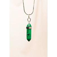 Krizopraz Doğal Taşı Zincirli El Yapımı Tasarımlı Kolye Uç: 3,5 cm Zincir: 20 cm Kutulu