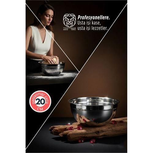 Inox Ölçekli Derin Kase  - 20 Cm 1.2 Litre Karıştırma Kabı Profesyonel 304 Paslanmaz Çelik 721840