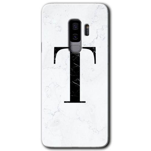 Galaxy S9 Plus Kılıf HD Desen Baskılı Arka Kapak - Beyaz Mermer Desenli T Harfi