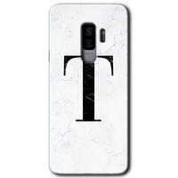 Galaxy S9 Plus Kılıf HD Desen Baskılı Arka Kapak - Beyaz Mermer Desenli T Harfi