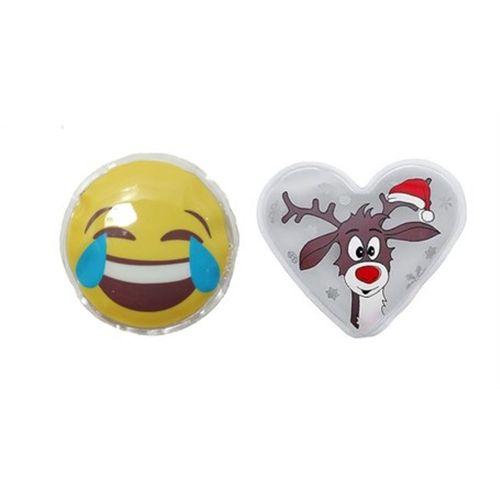 Gülen Emoji Beyaz Geyik Cep Sobası,El Isıtıcı,2 Adet Sıcak Su Torbası Pvc 9Cm
