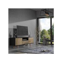 Nova  Zebra Kapak 180 Cm 2 Kapak 2 Çekmeceli Premium Tv Ünitesi - Minifiks - Wood Siyah / Atlantik Çam