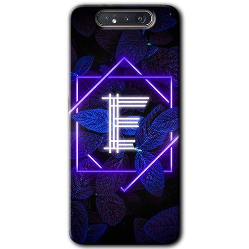 Samsung Galaxy A80 HD Baskılı Kılıf + 9D Tam Ekran Koruyucu - Dark Neon Yaprak E Harfi