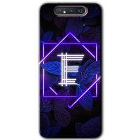Samsung Galaxy A80 HD Baskılı Kılıf + 9D Tam Ekran Koruyucu - Dark Neon Yaprak E Harfi