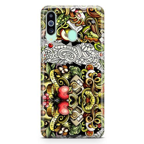 Samsung Galaxy A60 Kılıf Diyet Doodle Arka Kapak Koruma Desenli Full Koruyucu