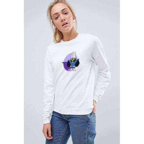Powerpuff Girls Mojo Jojo 2 Baskılı Beyaz Kadın Sweatshirt