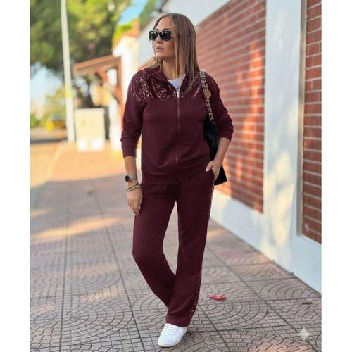 Kadın Uzun Kollu önden Fermuarlı Pul Payetli Alt üst Viskon Iki Iplik Takım