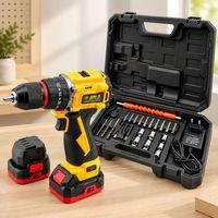 24V Fırçasız Şarjlı Darbeli Matkap + Uç Seti - 5.0Ah, 1550 RPM, 2 Batarya